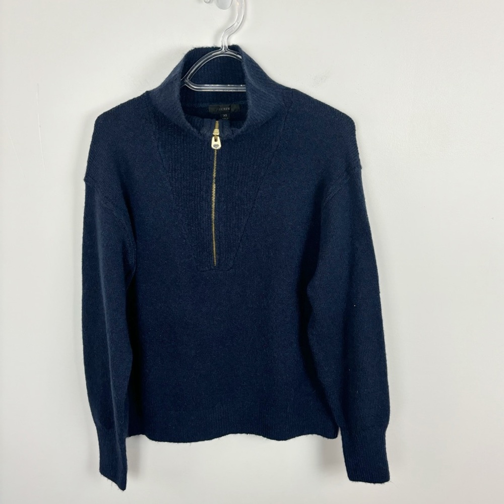 J.Crew Raxed Half Zip Wool Blend Sweater Navy Blue Size XSmall